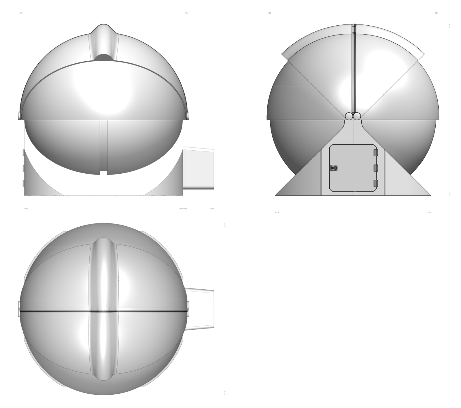 OUTPOST 3M - Computerized clamshell dome for telescopes and space monitoring: dimensions